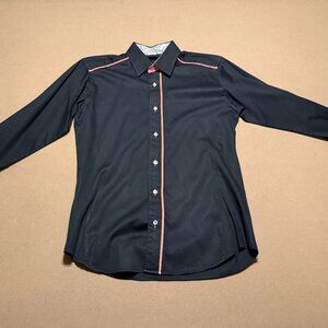 Jared Lang Black Button Up with Hot Pink Accents